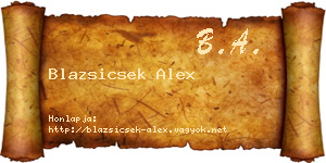 Blazsicsek Alex névjegykártya