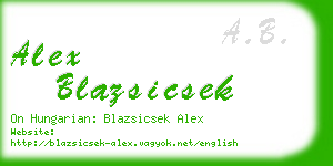 alex blazsicsek business card